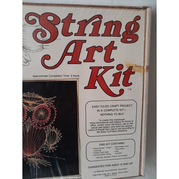 Vintage OWL String Art Kit by McCulla Craft #1203 Made in USA 12" x 12" NOS - Picture 3 of 5